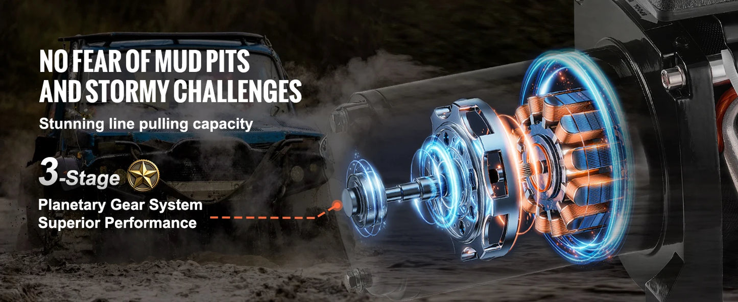 Vevor 6000lbs Electric Winch Winch with 1/4 in 55 ft Synthetic Rope