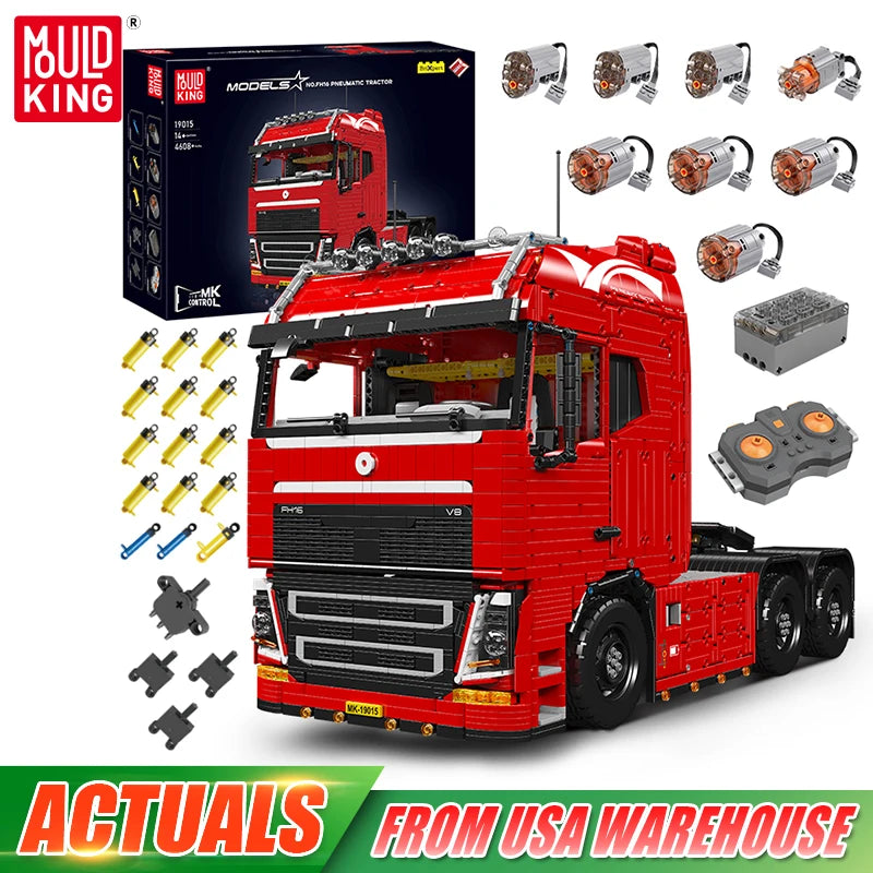 Mould King 19015 Remote Control FH16 Pneumatic Tractor Model Assembly
