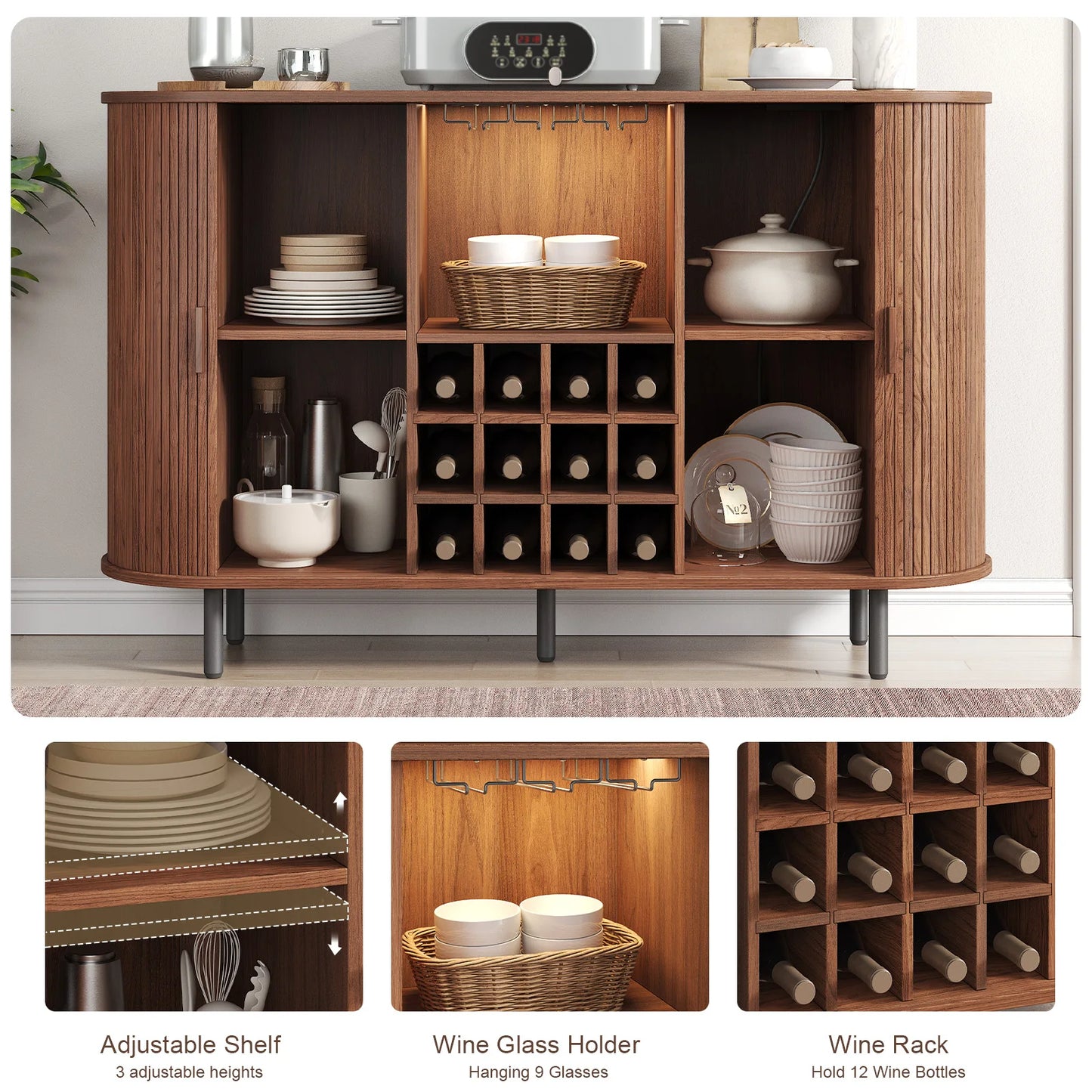 Wine Bar Cabinet w/ LED Light