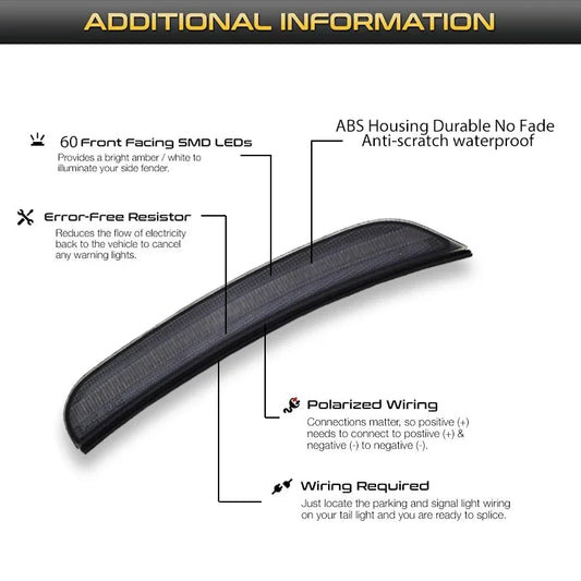 iJDM Front/Rear Bumper Side Marker Replace OEM Sidemarker Lamps For Dodge Charger 15-22