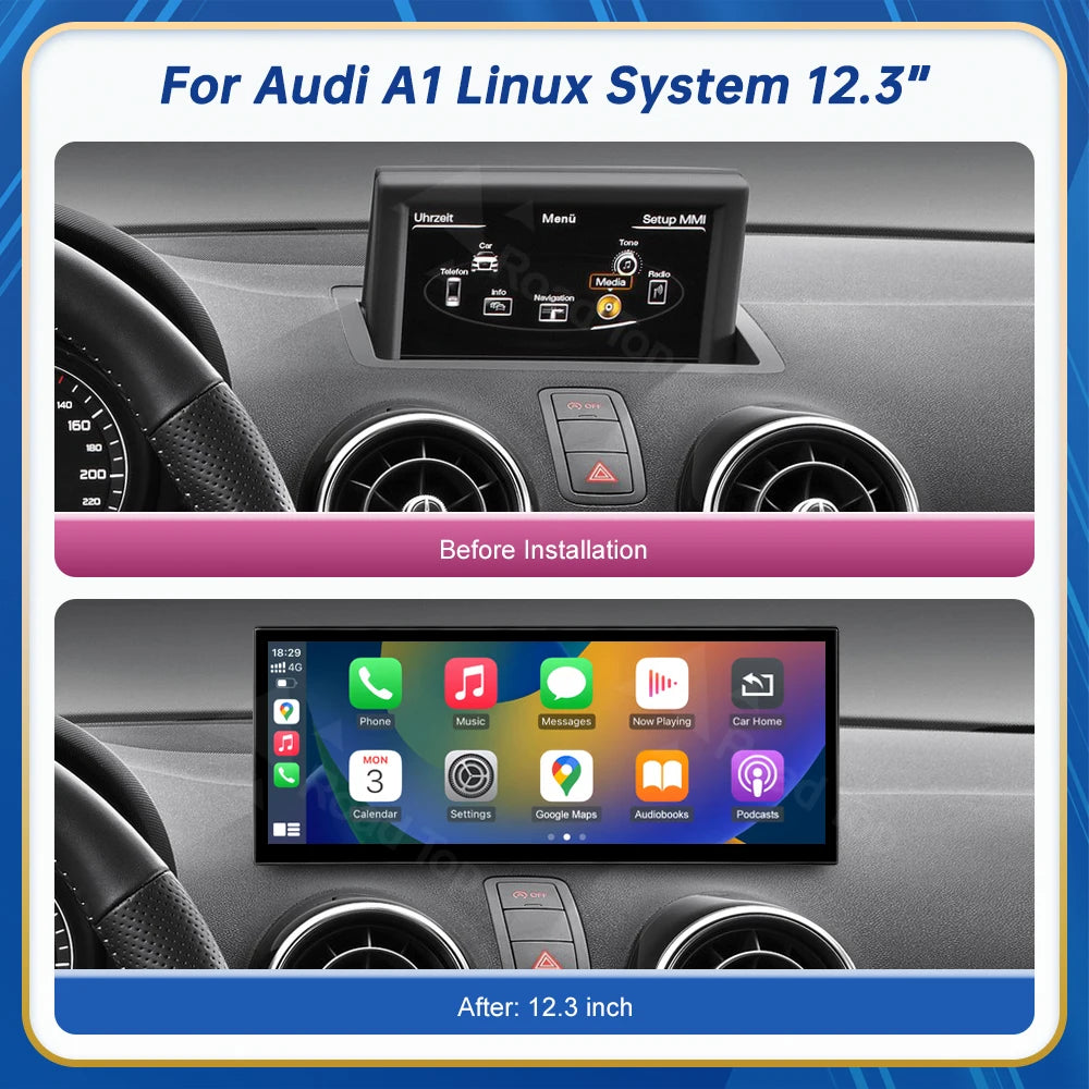 12.3inch Multimedia Player Carplay Display For Audi 2012-2018