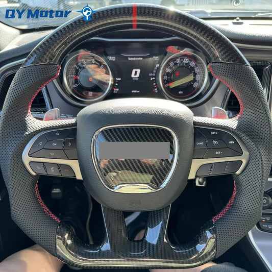 Carbon Fiber Steering Wheel For Dodge Challenger Charger SRT HELLCAT 2015‑2022