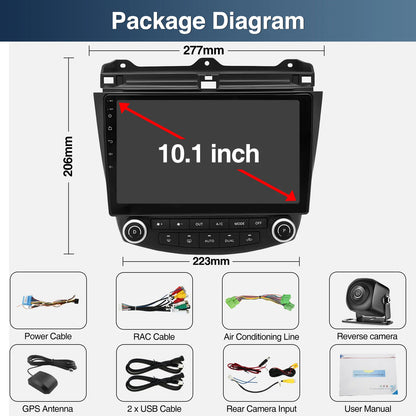10.1in Wireless Car Carplay/Reversing Camera For Accord 2003-2007