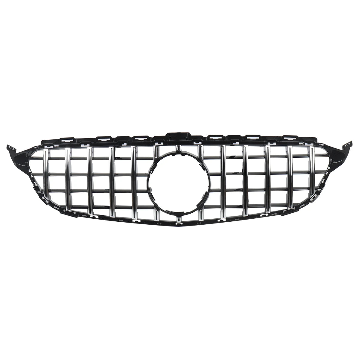 Chrome + Black Front Grille For Mercedes-Benz W205 C250 C300 2015-2018
