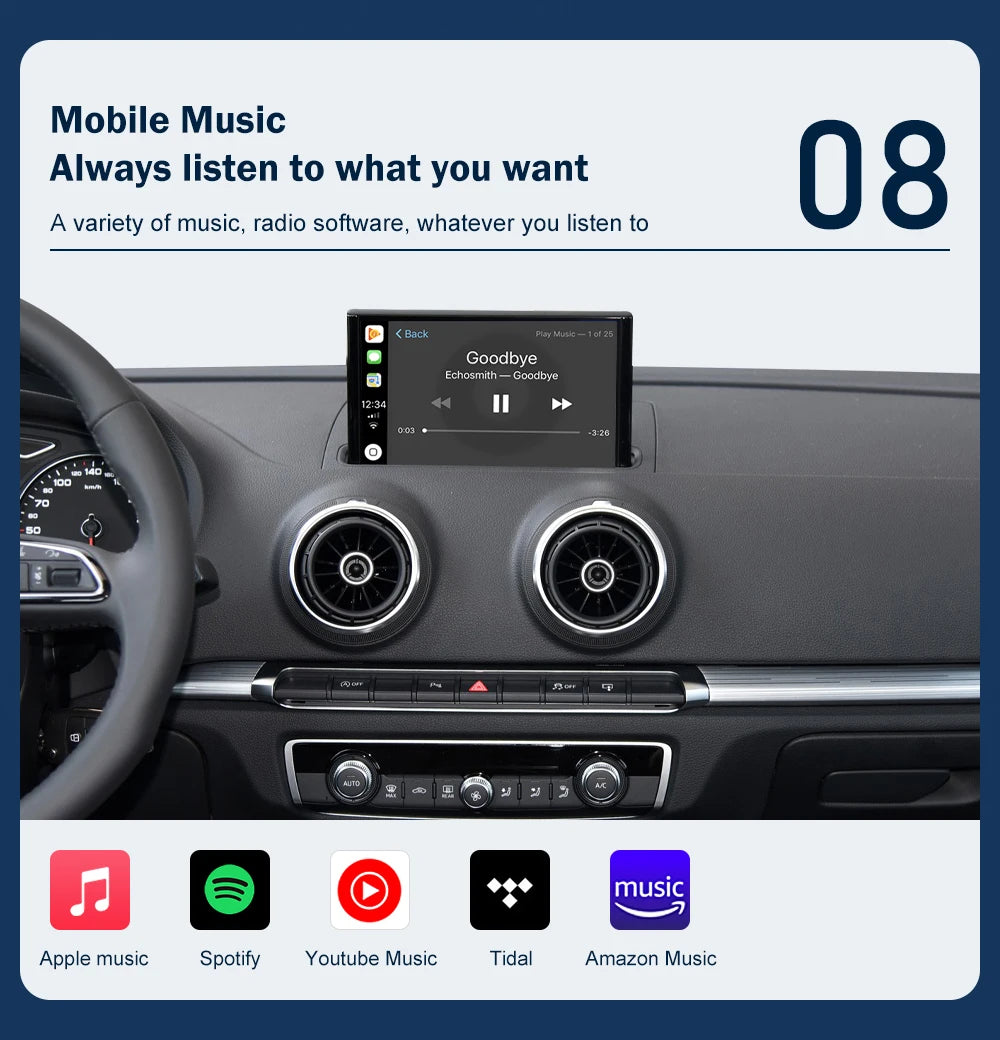 8” Wireless CarPlay Android Auto Interface for Audi A3 2013-2018