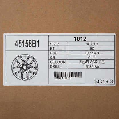 18 x 8 inch Replacement Black Rim for Honda Civic 2016-2024