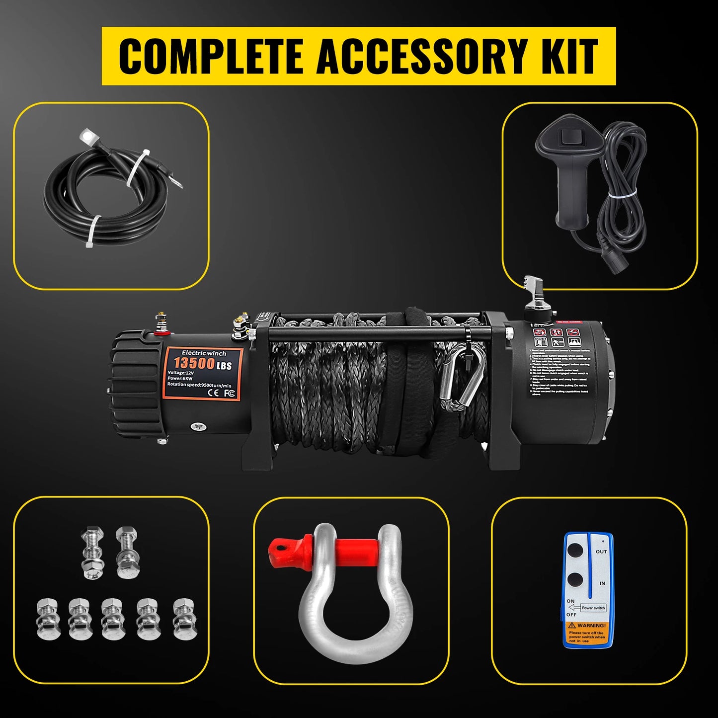 13500LBS Electric Winch 12v 27M/92FT Hoist for 4X4 Car Trailer ATV Truck Off Road Boat