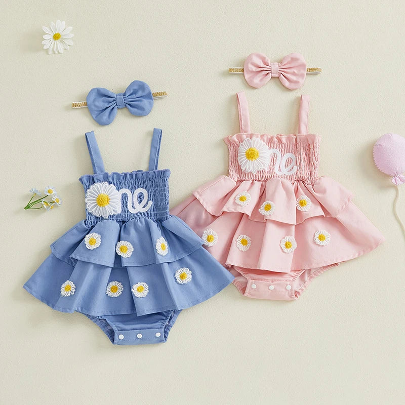 1Pc Stitched Flower Dress 12-18M