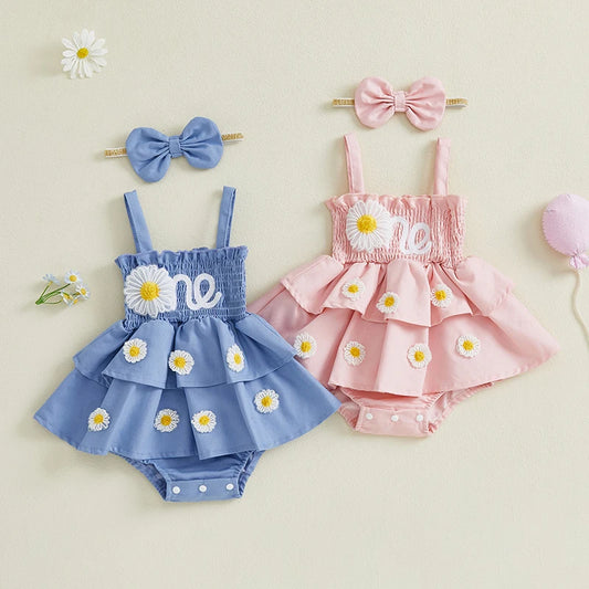 1Pc Stitched Flower Dress 12-18M