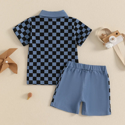 2Pc Checkered Button Up Outfit 12m-4T