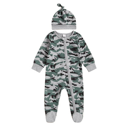 2Pc Winter/Forest Camo Onesie Set 0-6m