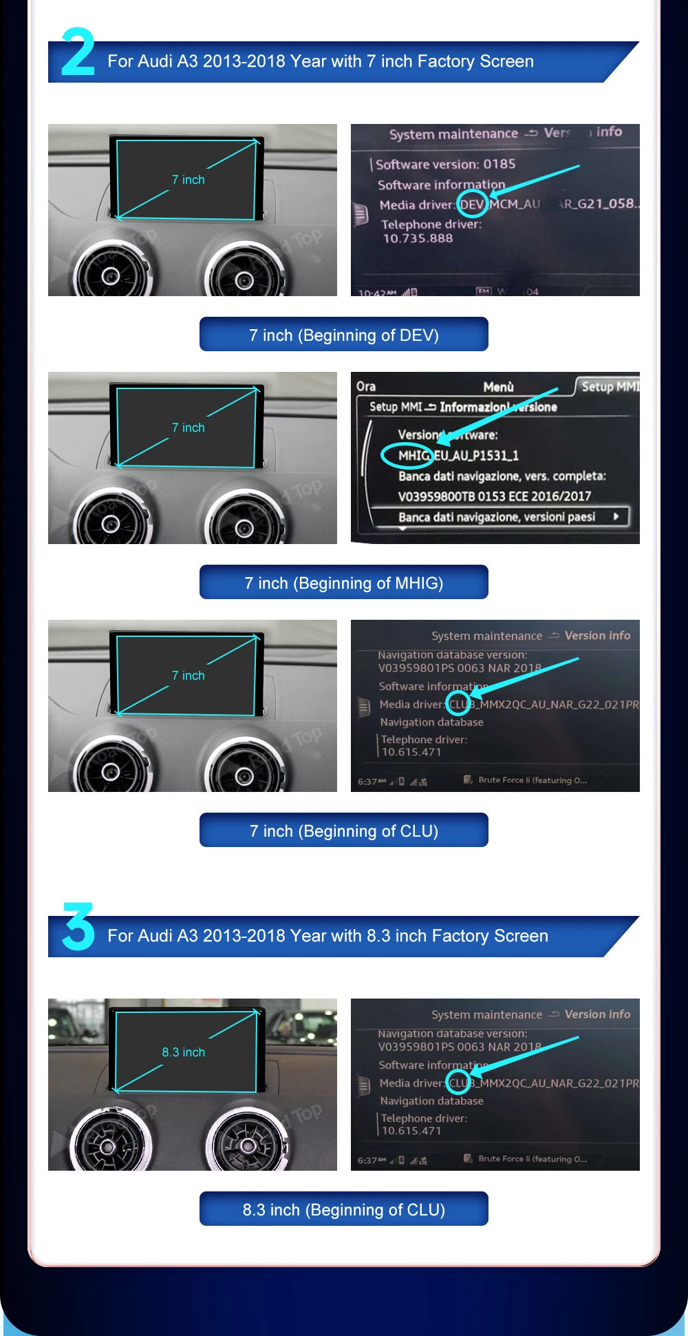 Carplay Wireless Android Auto interface For Audi A3 S3 2013-2018