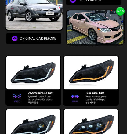 LED Projector Headlights For Honda Civic 8th FD2 2012-2015