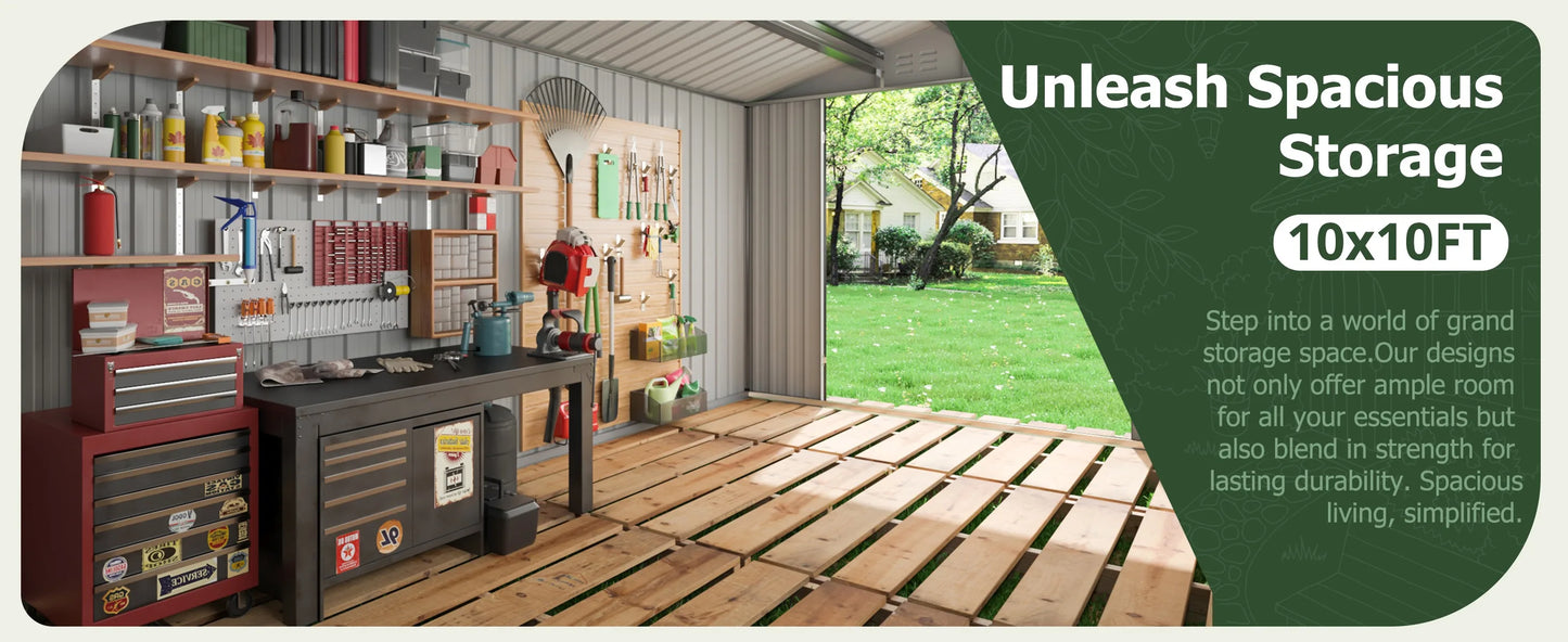 12x14FT Heavy Duty Steel Shed