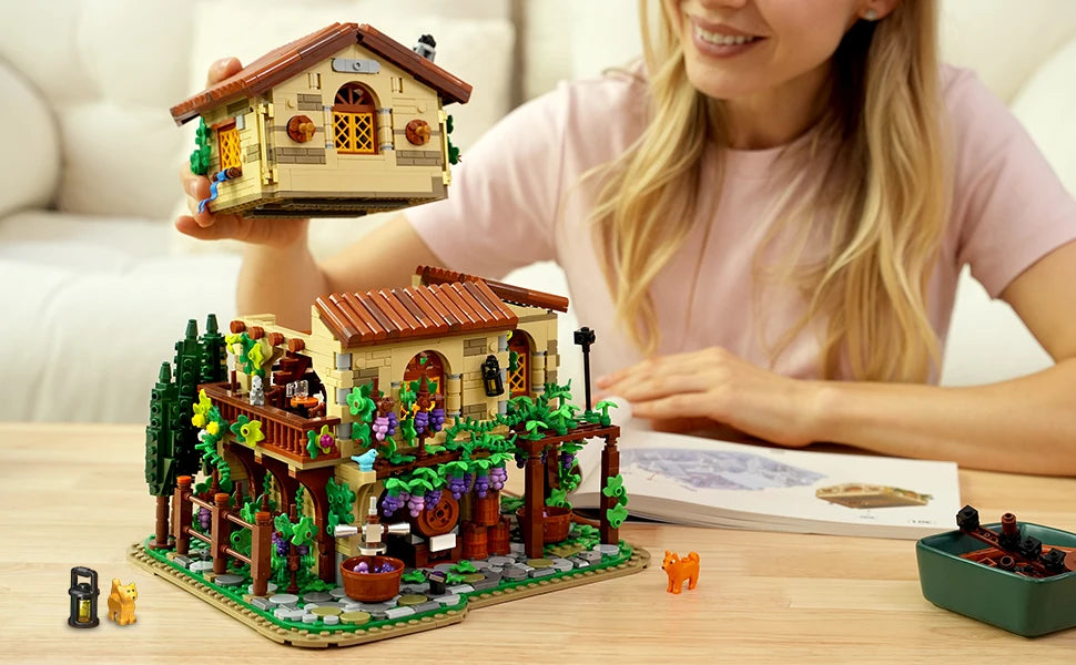 Winery Chateau House with led-Vineyard Castle Building Set