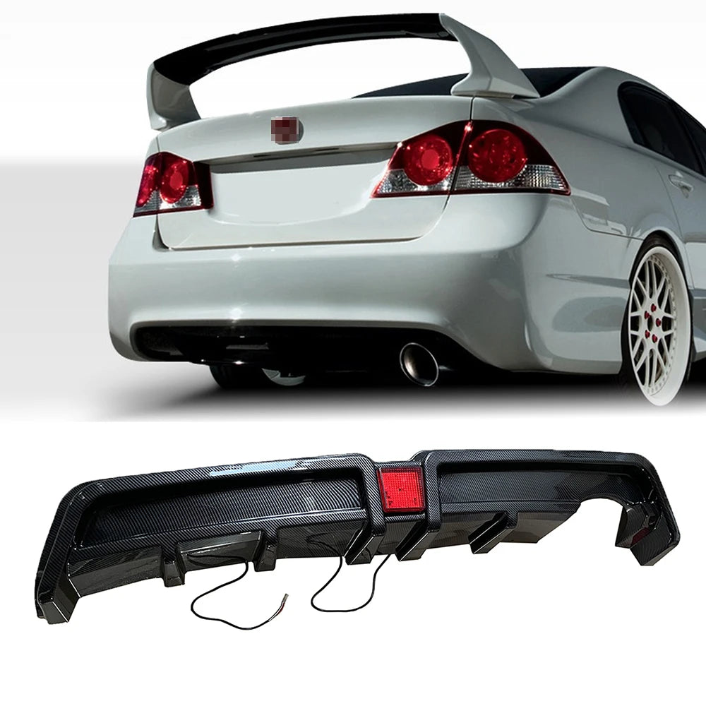 Rear Bumper Diffuser w/LED For 06-11 Honda Civic