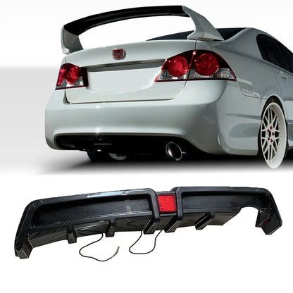 Rear Bumper Diffuser w/LED For 06-11 Honda Civic
