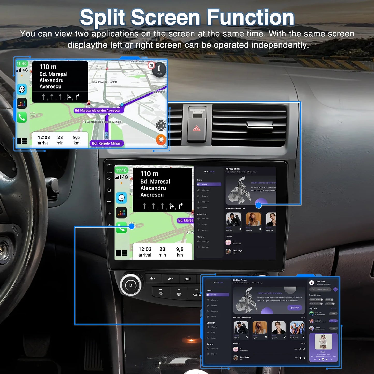 10.1in Wireless Car Carplay/Reversing Camera For Accord 2003-2007