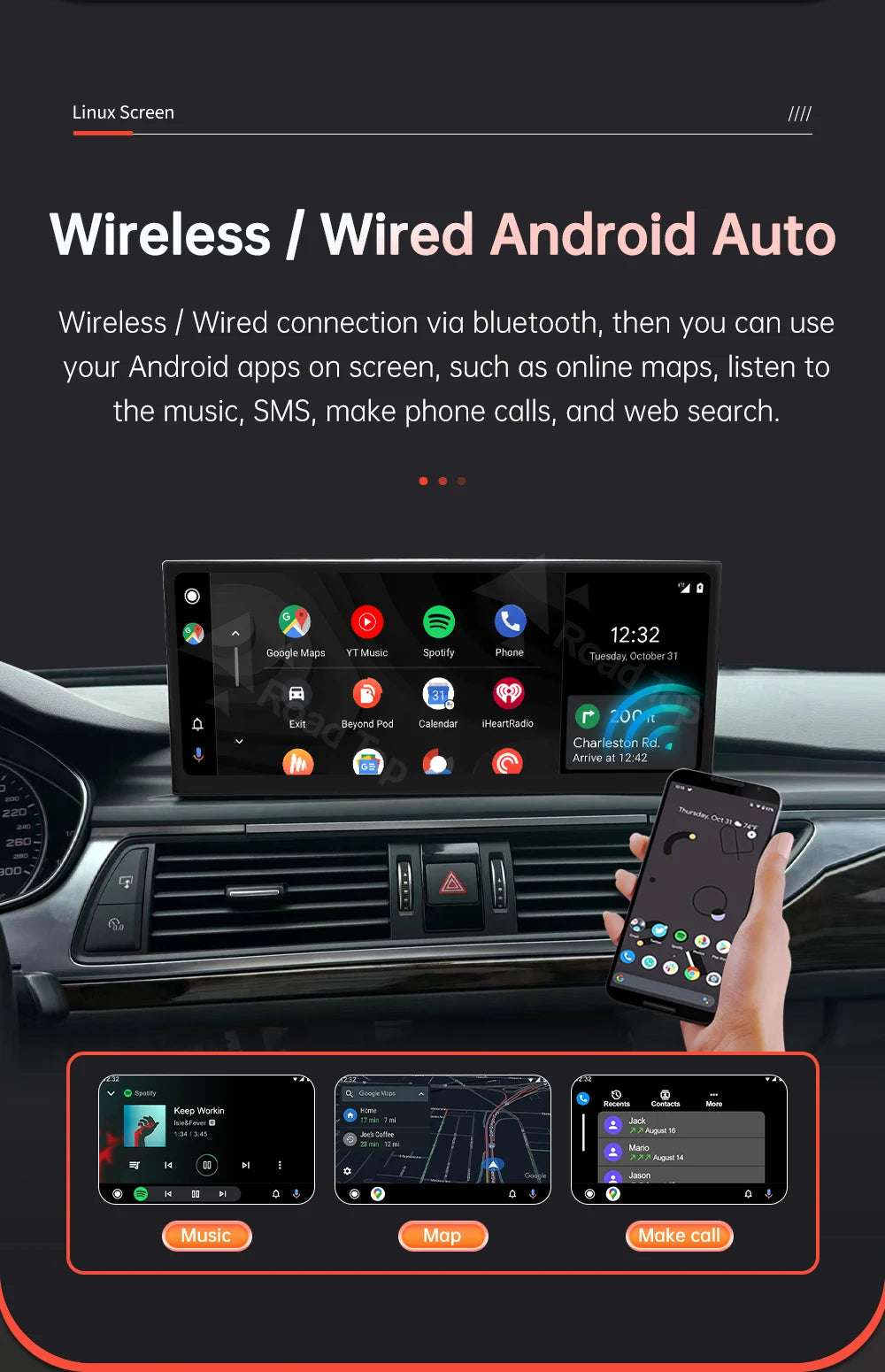 12.3'' Linux Multimedia Display For Audi A6 A7 2011-2018