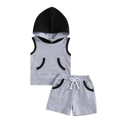 2Pc Sleeveless Hoodie & Shorts Set 6m-3T