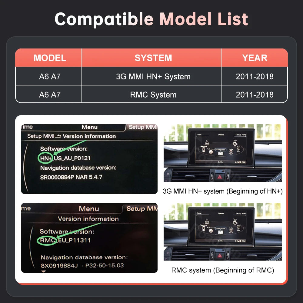 12.3'' Linux Multimedia Display For Audi A6 A7 2011-2018