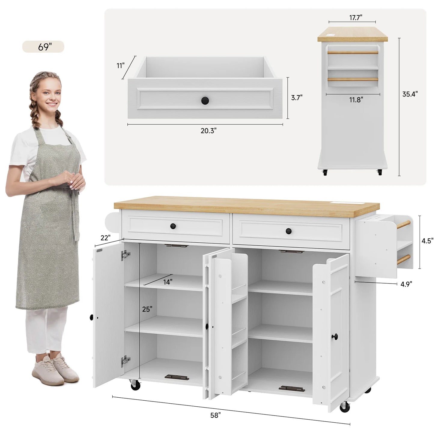 60" Mobile Kitchen Cabinet