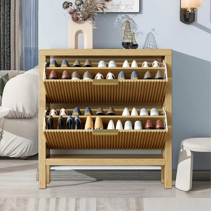 2-Tier Flip-Top Shoe Cabinet