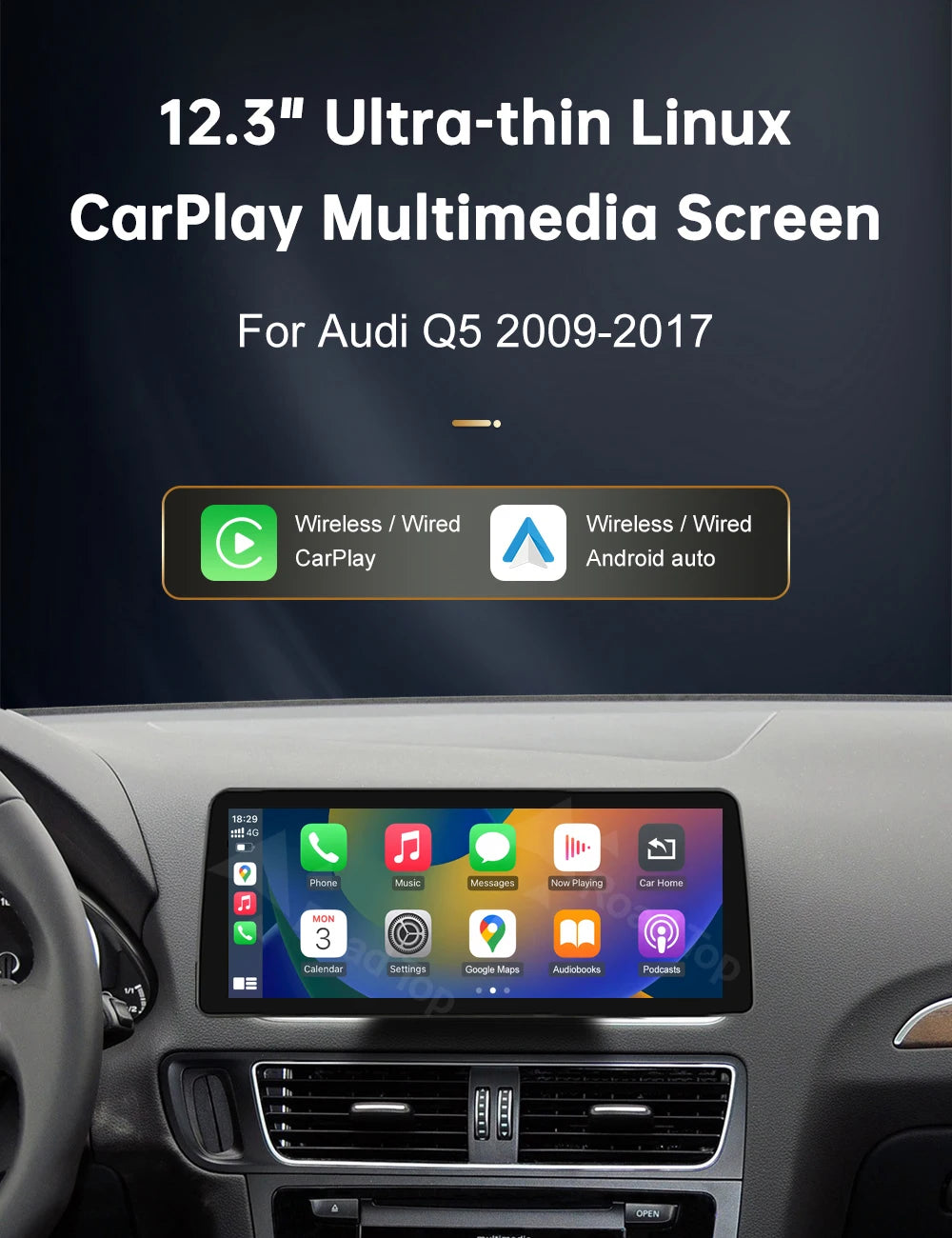 12.3' Wireless CarPlay For Audi A4 2009-20012