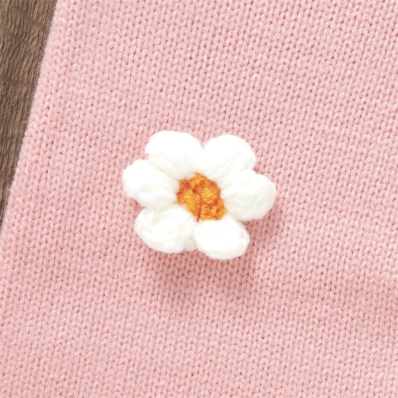 1Pc Long Flower Knitted Onsie 0-18m