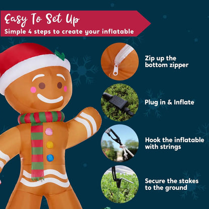 JOYFY 8 FT Inflatable Gingerbread Man