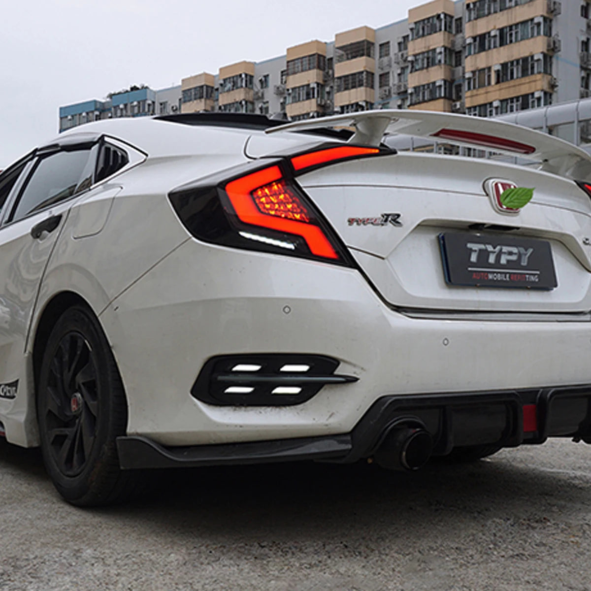 Carbon Fiber Rear Bumper Fog Lights For Honda Civic 10th Gen 2016-2020