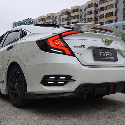 Carbon Fiber Rear Bumper Fog Lights For Honda Civic 10th Gen 2016-2020