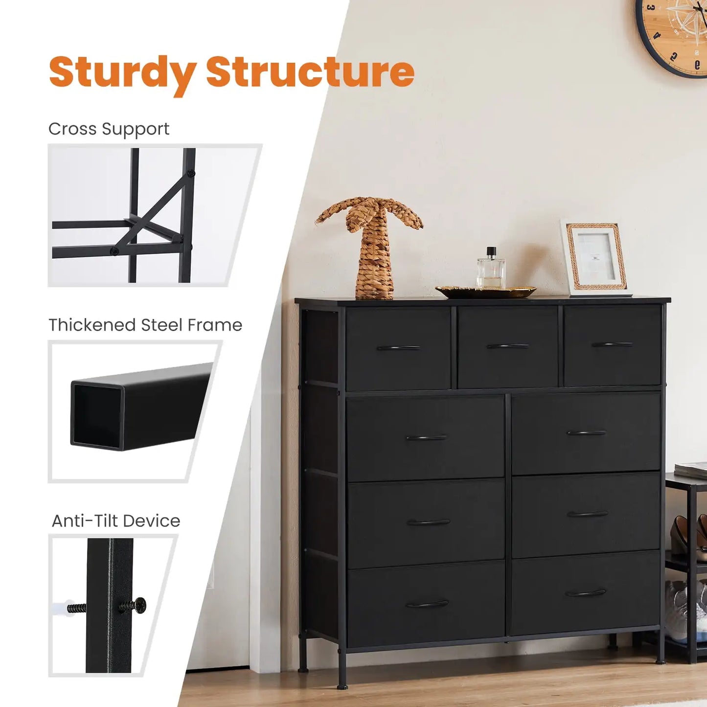 Multi-Use Fabric 9-Drawer Organizer Stand