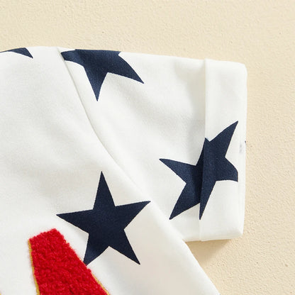 2Pc Red White & Blue Stars USA Outfit 6M-5T