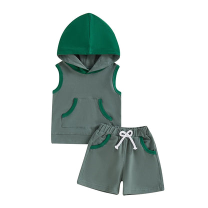 2Pc Sleeveless Hoodie & Shorts Set 6m-3T