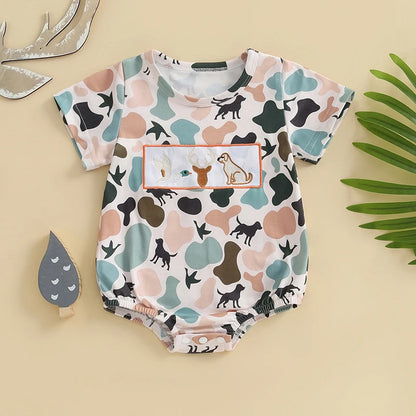 1 Pc Camo Animal Embroidery Onesie 0-18M