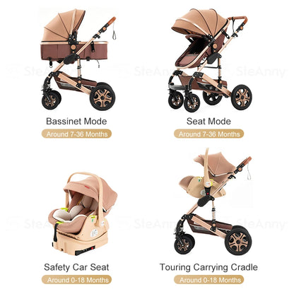 3 in 1 Baby Stroller, Carriage with Isofix Base