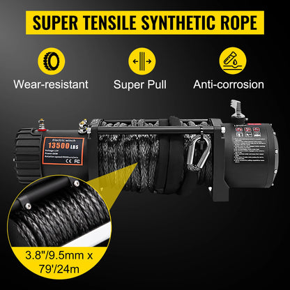 13500LBS Electric Winch 12v 27M/92FT Hoist for 4X4 Car Trailer ATV Truck Off Road Boat