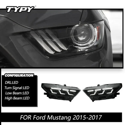 RGB Headlight LED Projetor Headlight For Ford Mustang 2015-2017