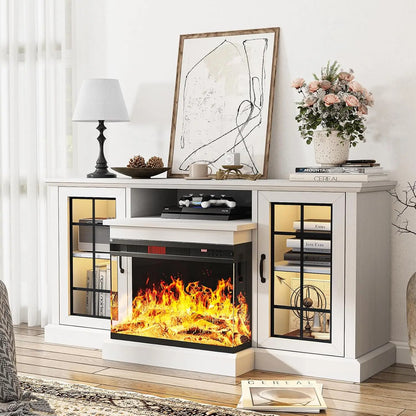 Elegant Glass Fireplace Stand 59”