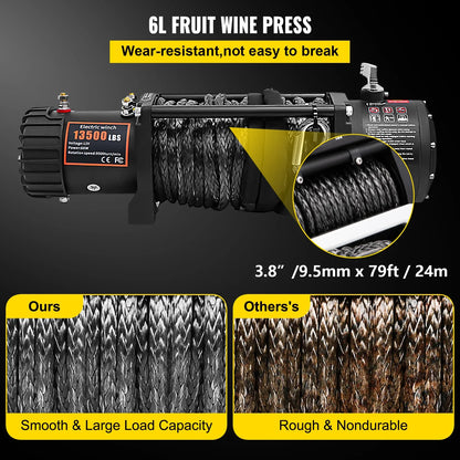 13500LBS Electric Winch 12v 27M/92FT Hoist for 4X4 Car Trailer ATV Truck Off Road Boat