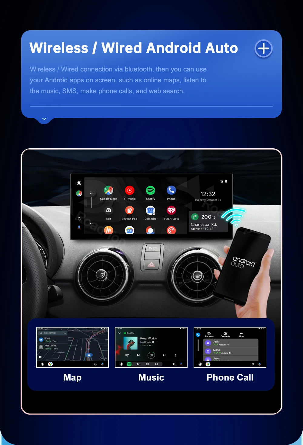 12.3inch Multimedia Player Carplay Display For Audi 2012-2018