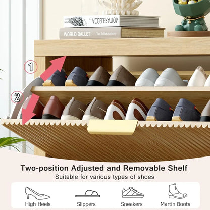 2-Tier Flip-Top Shoe Cabinet