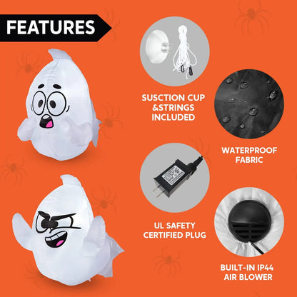 Joyfy 2 Pack Inflatable Window Ghost 2.6 FT