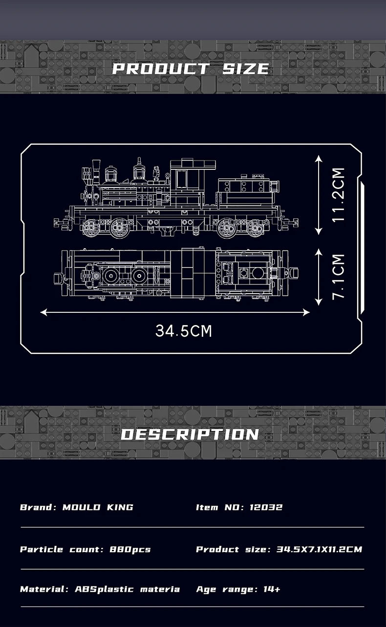 Mould King 12032 Steam Locomotive Building Block Assembly