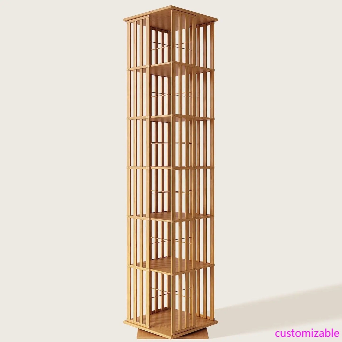 6-Tier 360° Rotating Bamboo CD/DVD Shelf