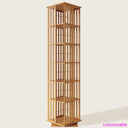 6-Tier 360° Rotating Bamboo CD/DVD Shelf