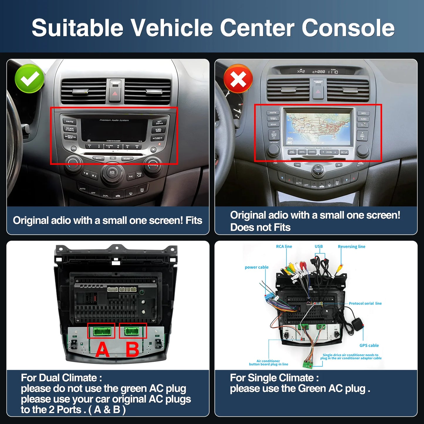 10.1in Wireless Car Carplay/Reversing Camera For Accord 2003-2007