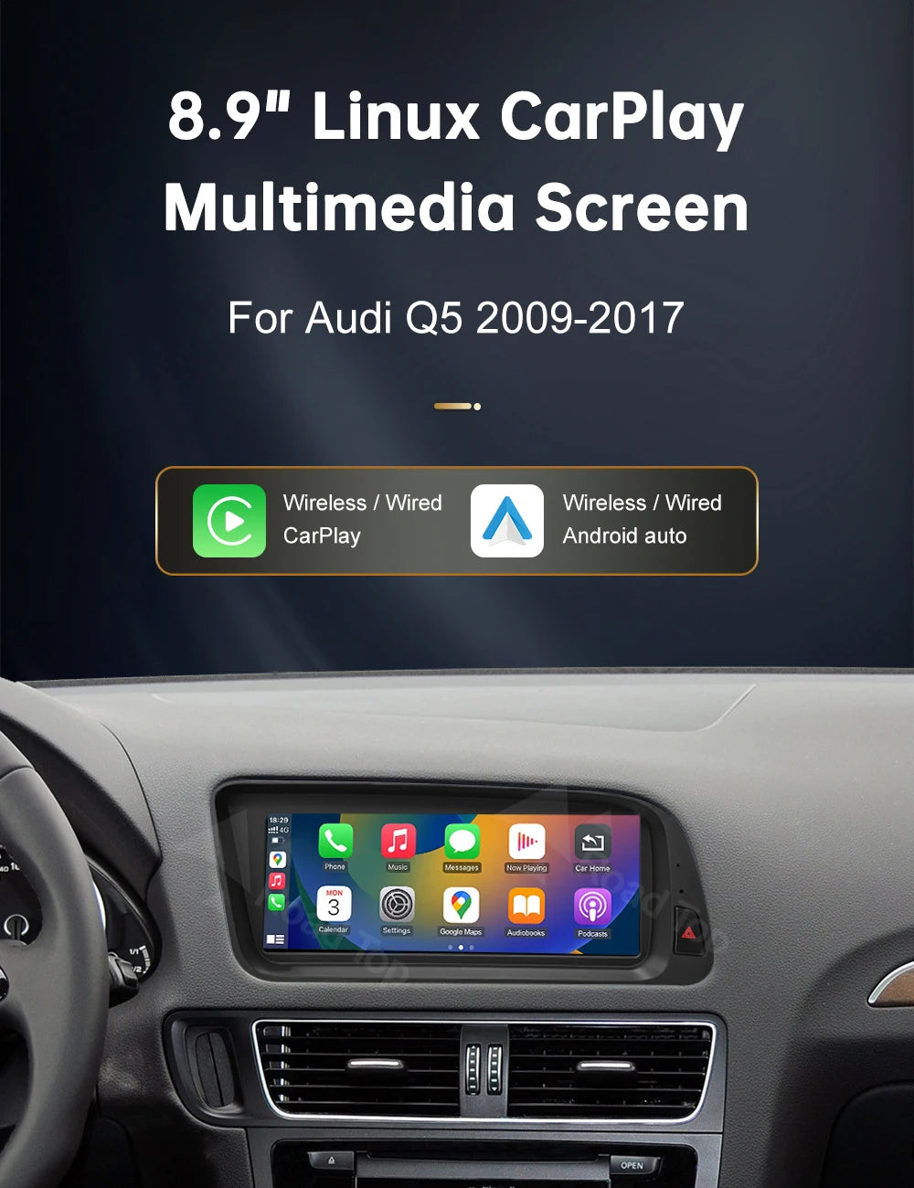 12.3' Wireless CarPlay For Audi A4 2009-20012