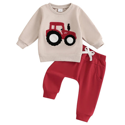 2Pc Embroidered Tractor Cozy Set 3M-3T